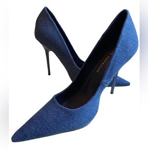 NEW Good American Blue Denim/ Jean material high stiletto heels
